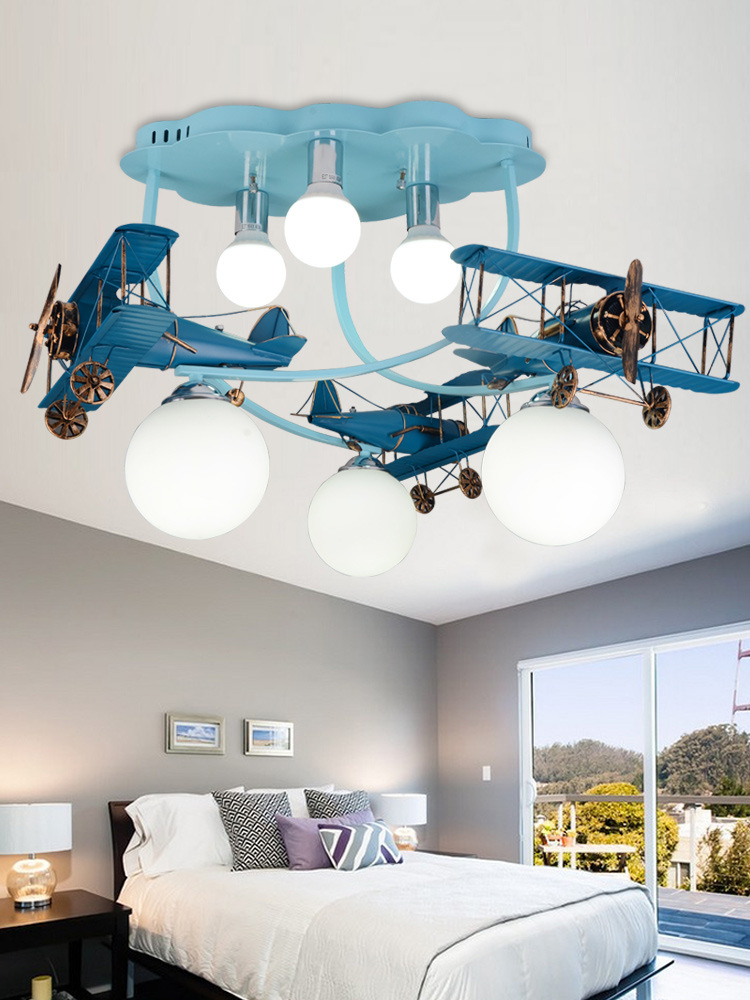 个性简约飞机灯儿童房间灯吸顶灯男孩卧室创意现代卡通灯具