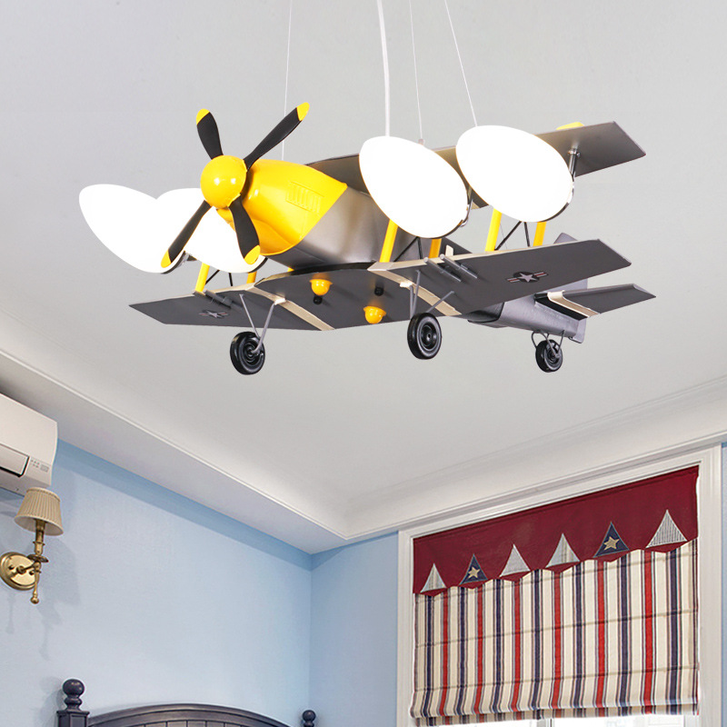 个性复古飞机灯儿童卧室吊灯男孩房间卡通现代创意简约护眼灯具