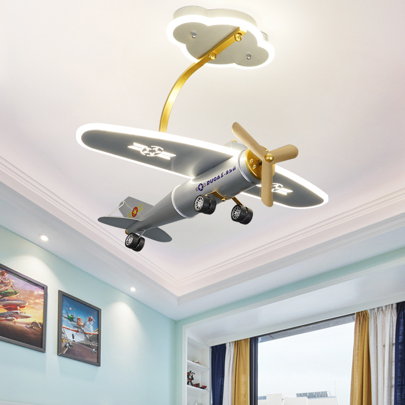 创意简约led飞机灯儿童房灯卧室吸顶灯男孩现代卡通护眼遥控灯具