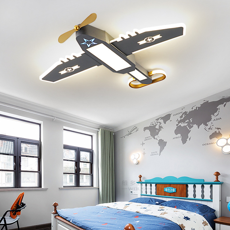 儿童房飞机灯男孩卧室灯吸顶灯创意个性现代简约卡通房间护眼灯具