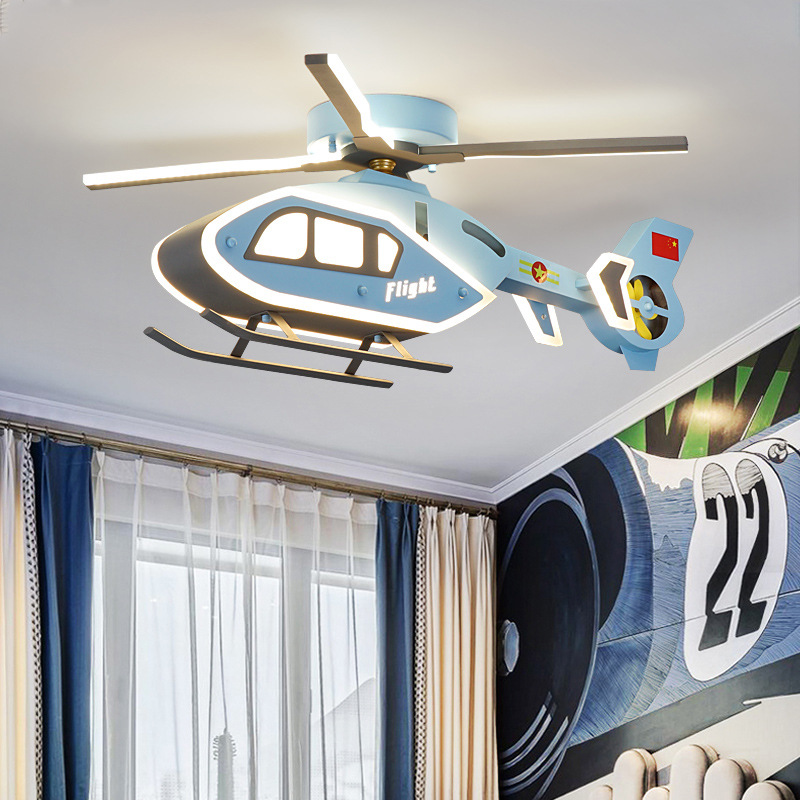 个性led直升机吸顶灯 儿童卧室灯男孩房间创意现代卡通装饰飞机灯