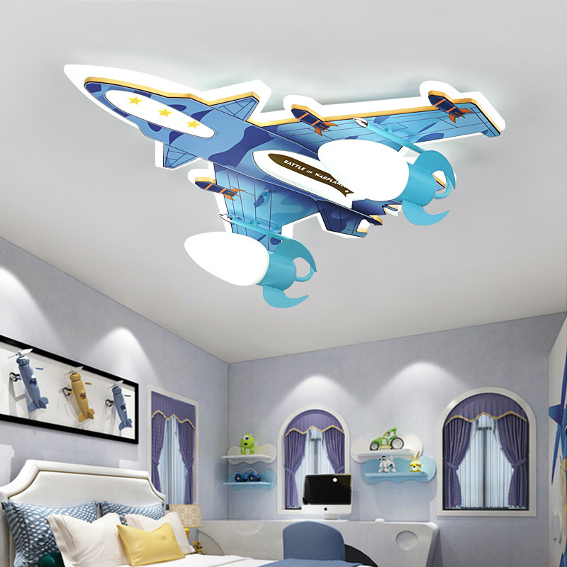 儿童房飞机灯男孩卧室吸顶灯饰个性创意LED护眼现代简约卡通灯具