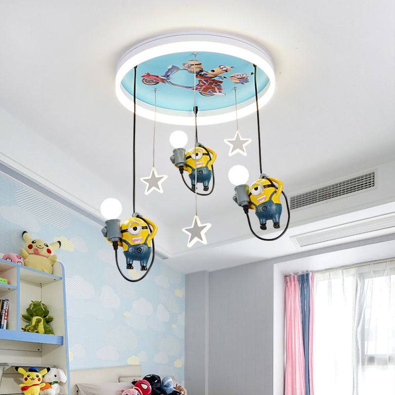儿童房小黄吊灯男孩卧室吸顶灯美式创意卡通装饰灯具现代简约LED