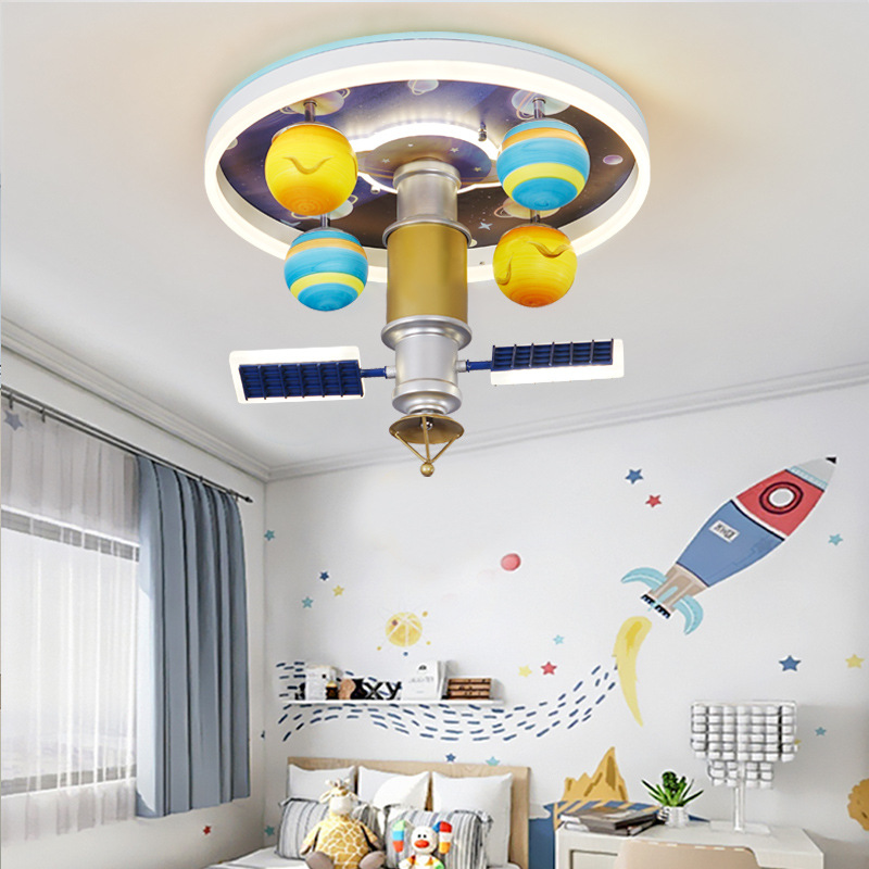 儿童卫星灯男孩卧室创意造型灯饰美式孩子房间LED护眼简约现代灯