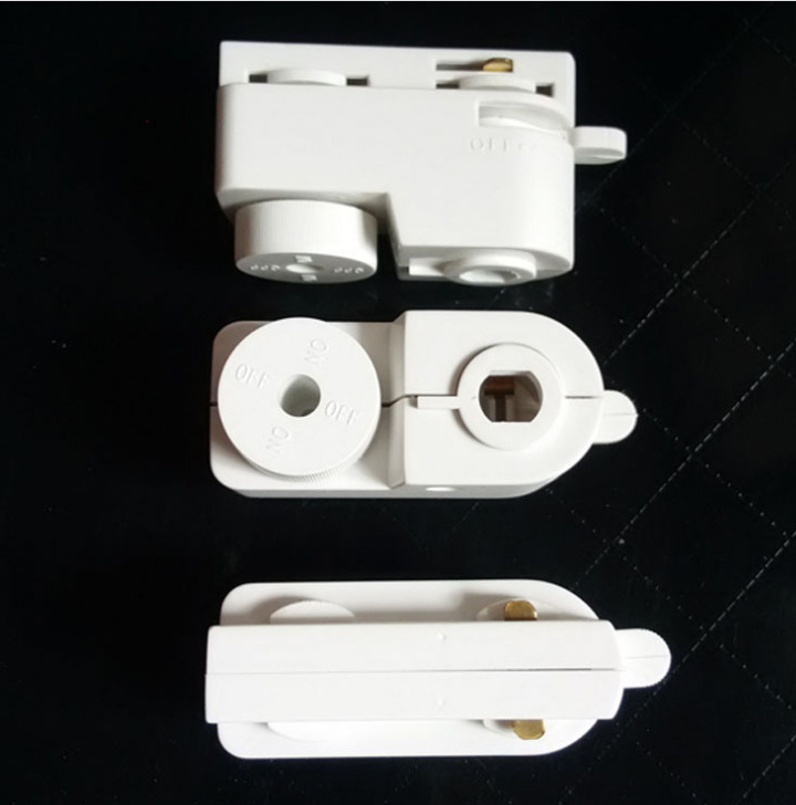 供应LED轨道灯导轨头配件二线导轨头电源盒 塑料轨道灯导轨条配件