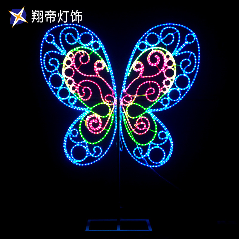 2D平面蝴蝶造型图案灯光节LED圣诞节公园草坪装饰会展商场装饰