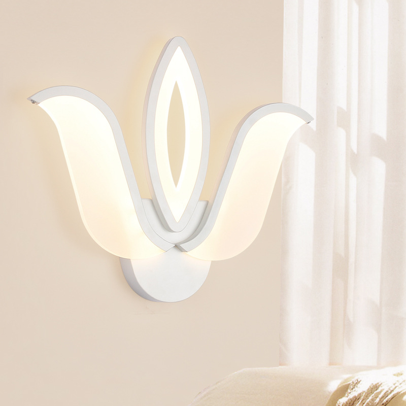 炬胜创意佛手白色亚克力壁灯LED现代简约卧室床头酒店装饰壁灯具