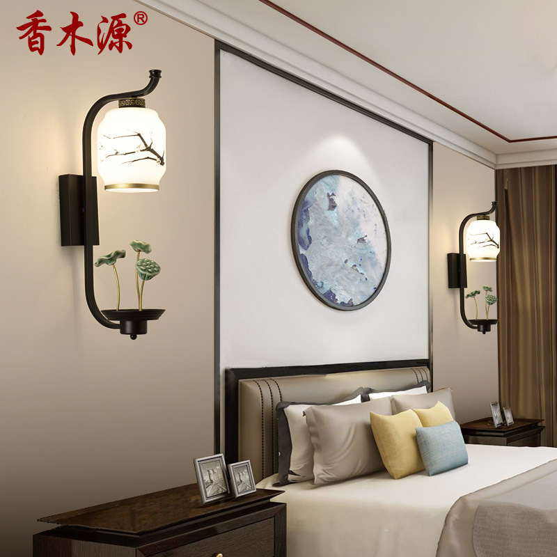 新中式壁灯客厅灯卧室床头灯中式灯具中国风仿古餐厅书房壁灯2017