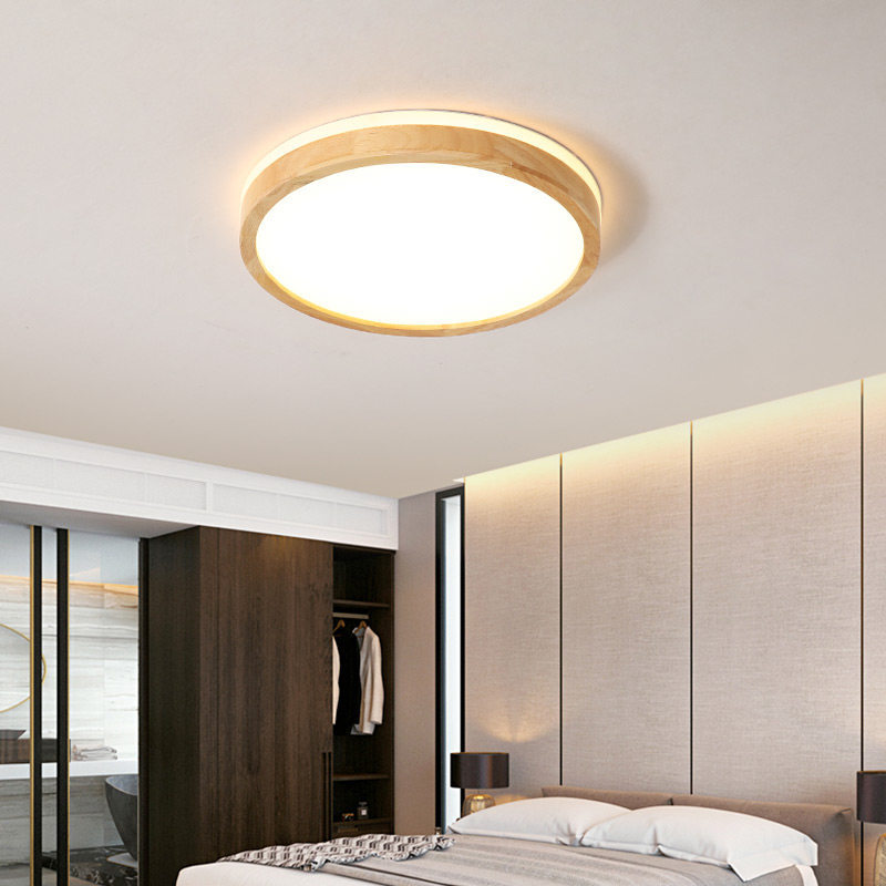 北欧简约超薄日式吸顶灯原木led现代创意客厅卧室书房实木灯具