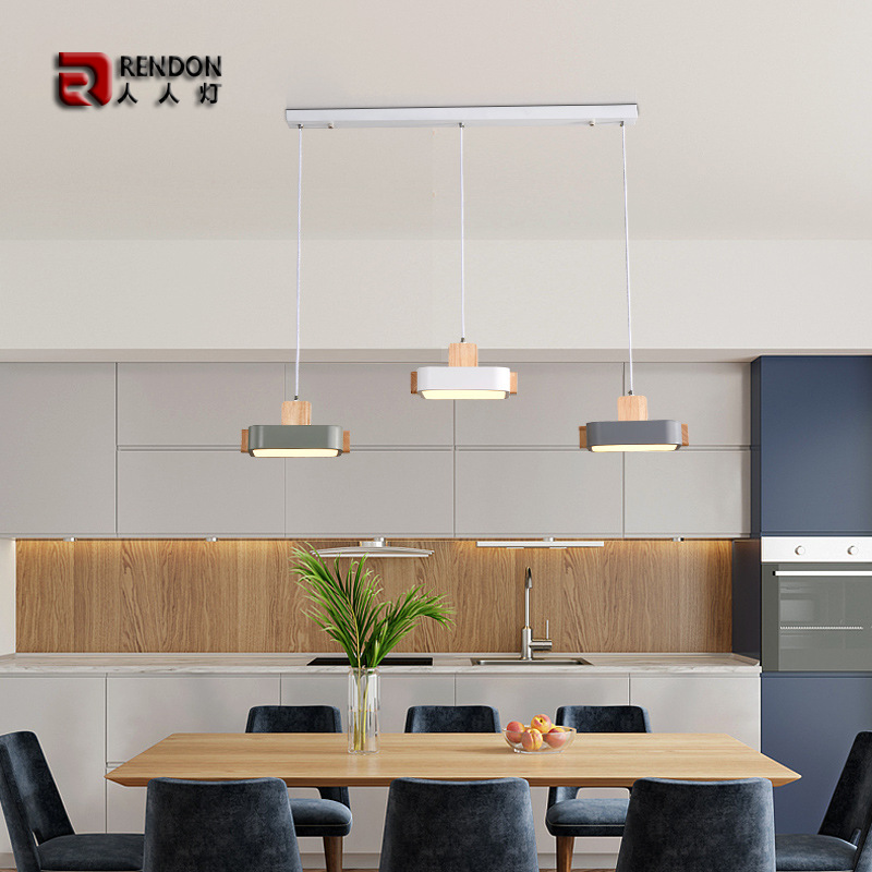 客餐厅吊灯LED三头餐桌家用北欧长条直盘马卡龙设计师主题饭厅灯