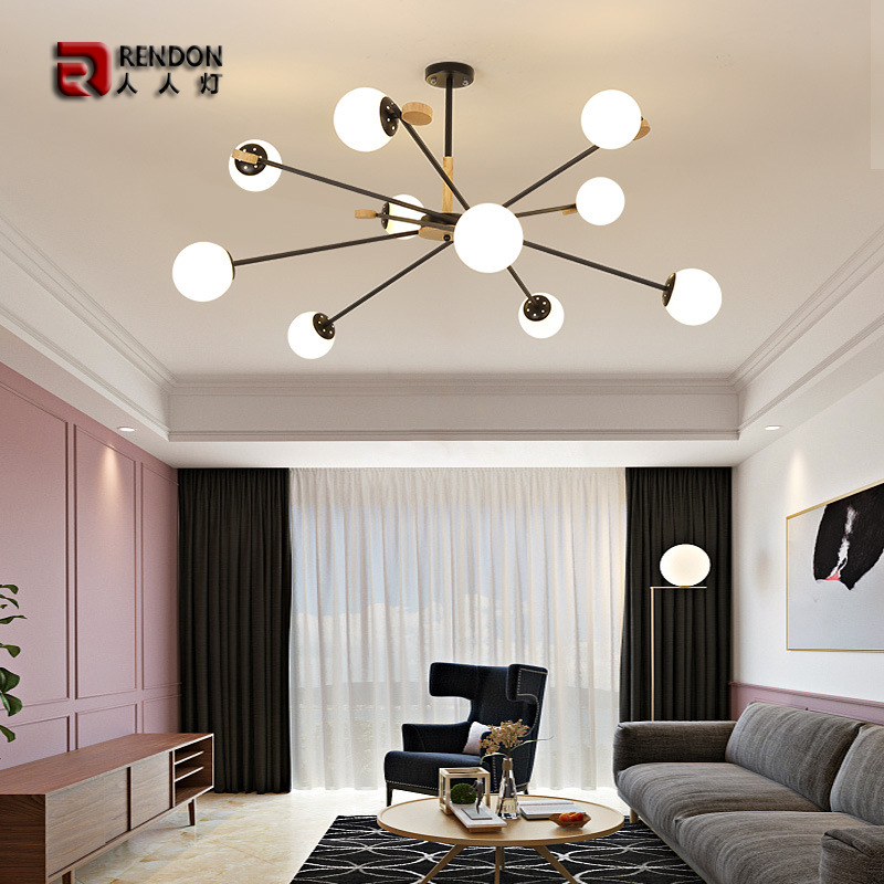 北欧灯具简约现代玻璃球大气客厅灯创意个性旋转卧室吊灯魔豆吊灯
