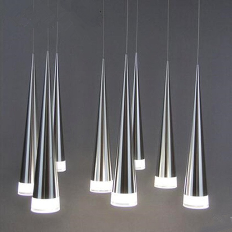 北欧简约led吊灯 创意铝材流星雨旋转楼梯吧台吊灯 锥形餐吊射灯