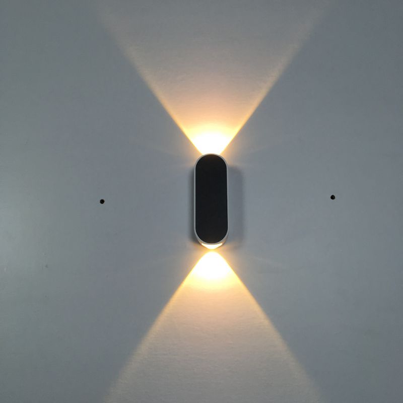 LED椭圆形创意铝材壁灯双头上下发光背景墙装饰灯2w6w走廊过道灯