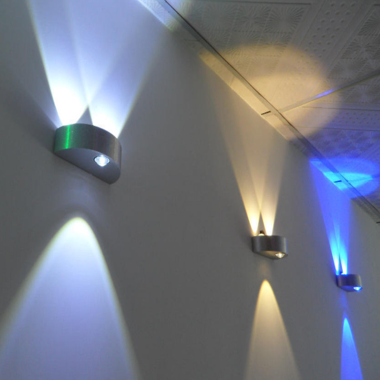 led上下出光创意铝材壁灯半圆光效灯过道背景墙装饰灯3w9w床头灯
