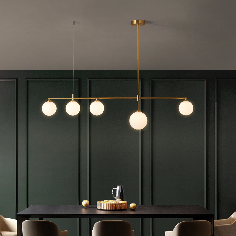 后现代客厅卧室简约设计师款玻璃北欧分子吊灯全铜轻奢餐厅灯