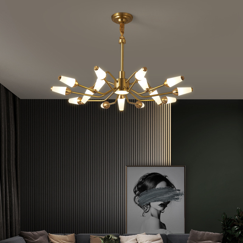 新款北欧后现代简约卧室餐厅客厅单身公寓吊灯美式全铜轻奢创意灯