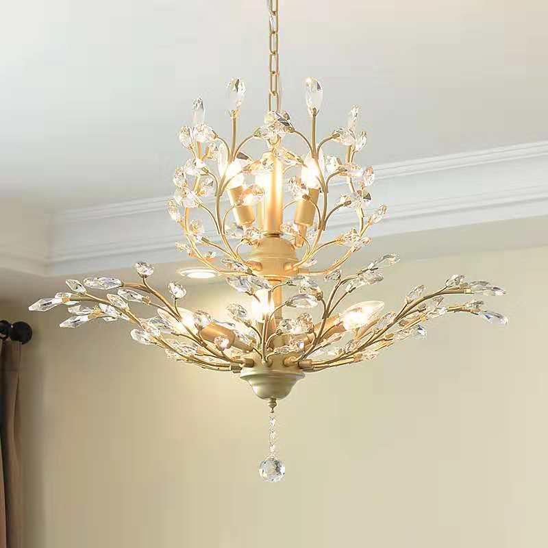 树枝装饰吊灯美式客厅卧室餐厅前台创意个性简约复古铁艺水晶灯具