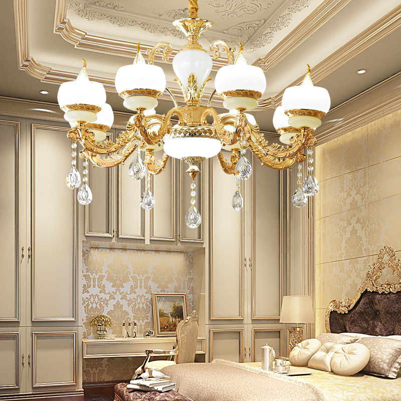 新款锌合金仿玉石水晶欧式客厅吊灯创意卧室餐厅装饰灯饰厂家灯具