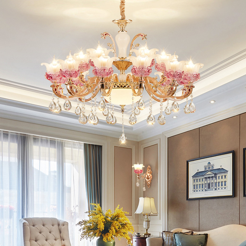 新款锌合金水晶欧式客厅吊灯 创意家用餐厅卧室装饰灯具 灯饰厂家