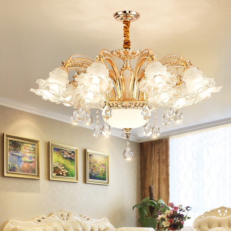 创意锌合金欧式客厅水晶吊灯 简约照明灯饰 LED灯具 餐厅卧室吊灯