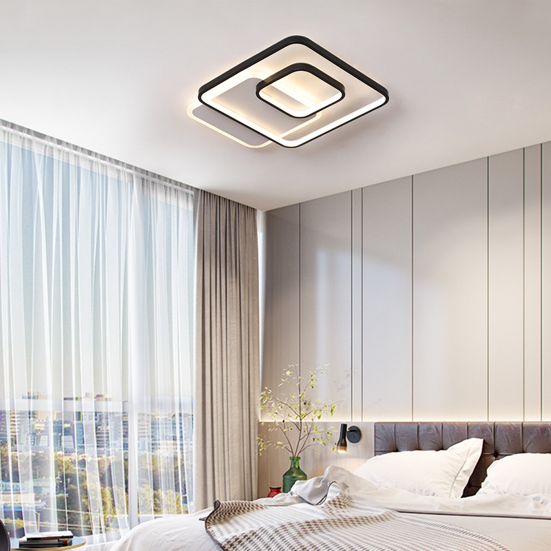 新款现代简约方形铝材卧室灯 房间照明灯饰家用住房灯具LED吸顶灯