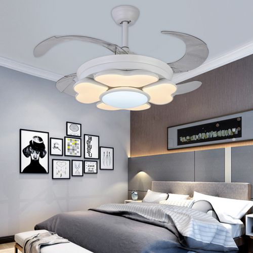 万汇隐形风扇灯现代餐厅客厅卧室LED家用带灯变频吊灯北欧吊扇灯