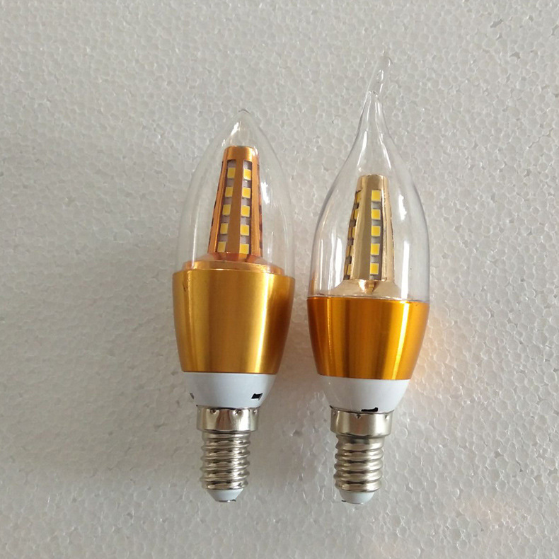 欧式水晶吊灯专用灯泡LED蜡烛泡360度发光E12 110V E14 220V灯泡