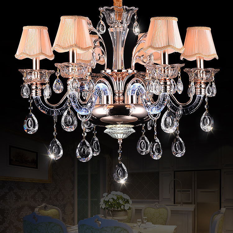 奢华美式水晶吊灯餐厅卧室气泡管吊灯LED灯臂发光吊灯客厅蜡烛灯