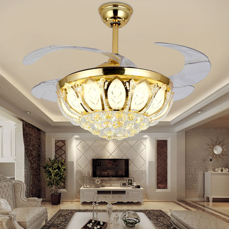 欧式智能风扇灯三色LED遥控器现代简约客厅卧室餐厅隐形吊扇灯