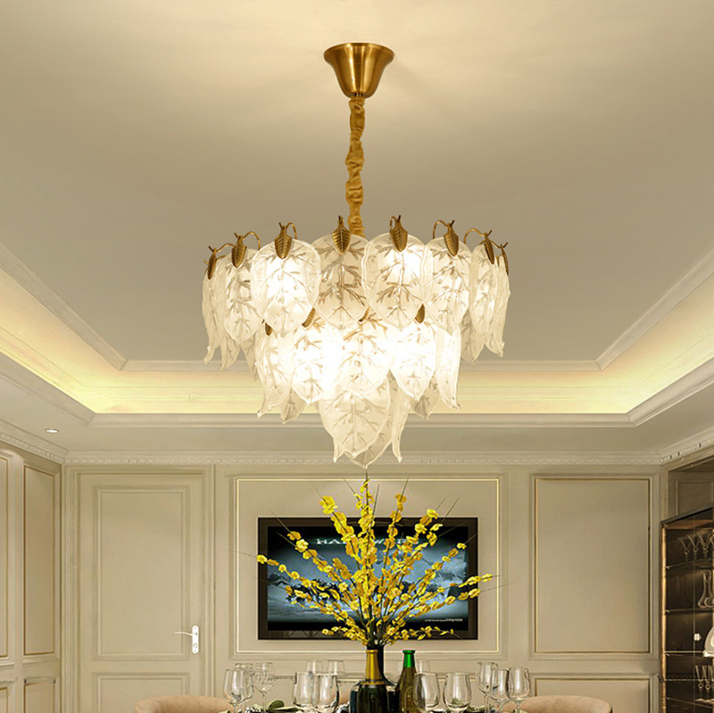 法式吊灯创意玻璃树叶灯具后现代轻奢吊灯客厅灯酒店别墅餐厅吊灯
