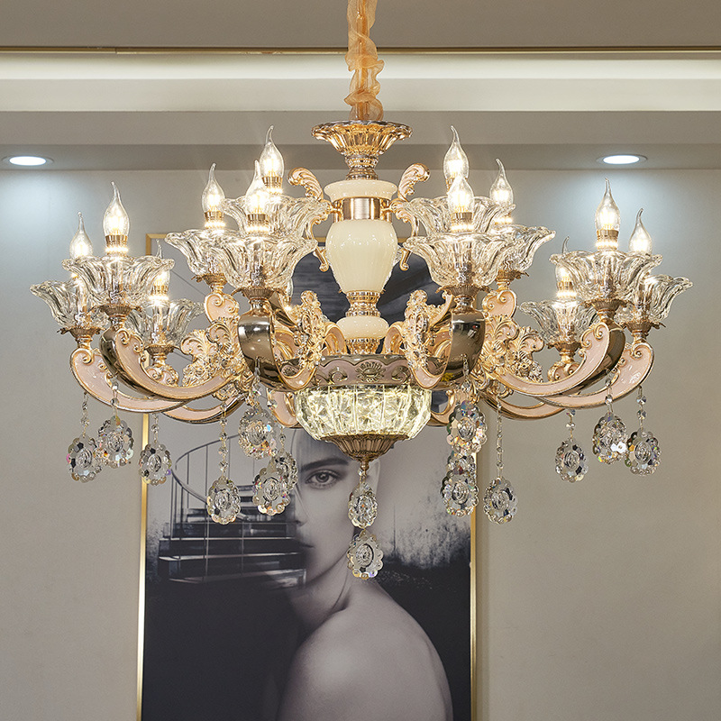 家用客厅吊灯 新款水晶现代简约美式吸顶灯卧室餐厅欧式灯具