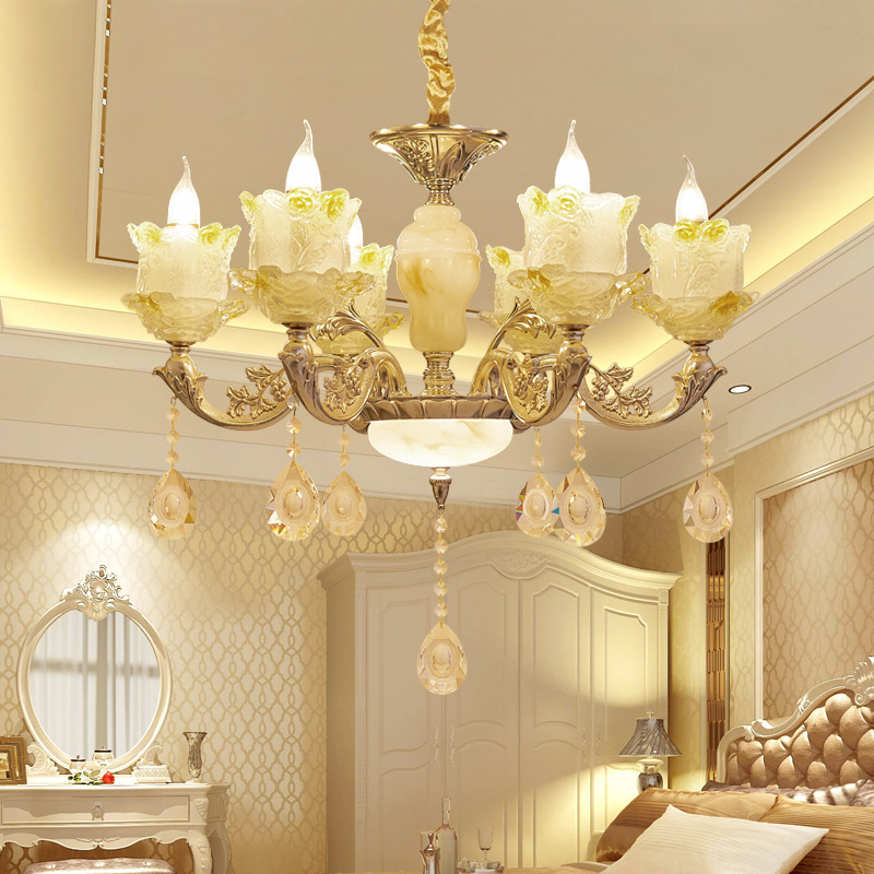 欧式锌合金水晶吊灯简欧客厅灯奢华大气别墅卧室餐厅蜡烛灯
