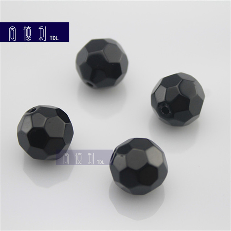 黑色菠萝珠水晶 10mm12mm14mm16mm黑色水晶菠萝珠 32切面珠diy