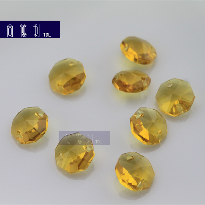 TDL 供应A级质量机磨AAA级 14mm金黄色水晶八角珠 免费退换货