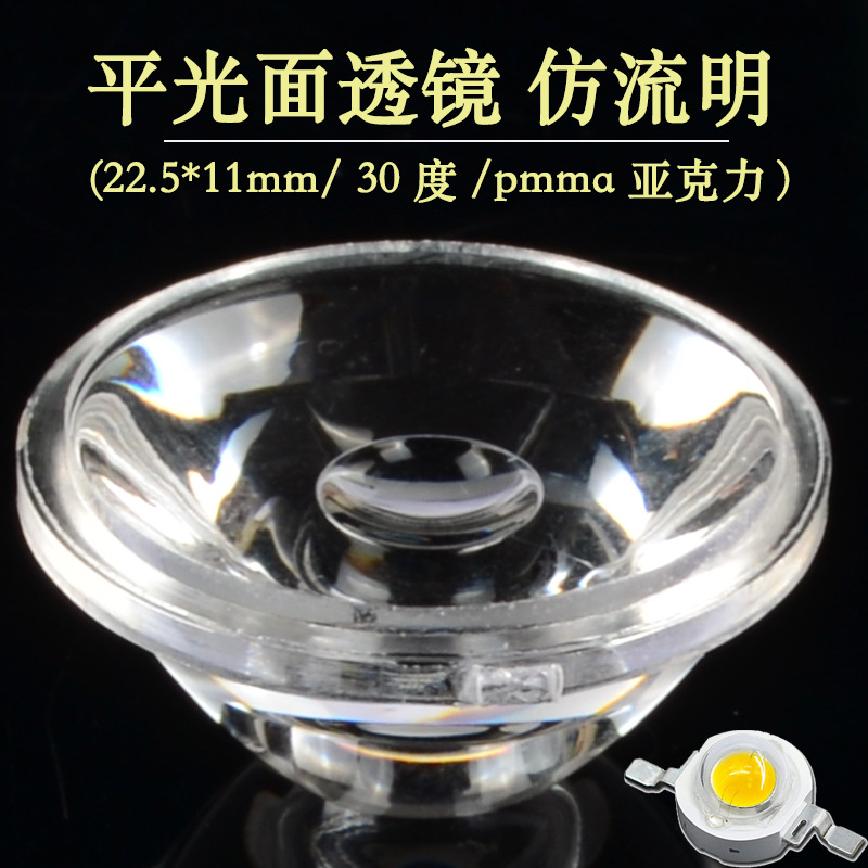 22.5mm 亚克力透镜 LED透镜 仿流明光学透镜反光杯大功率聚光透镜