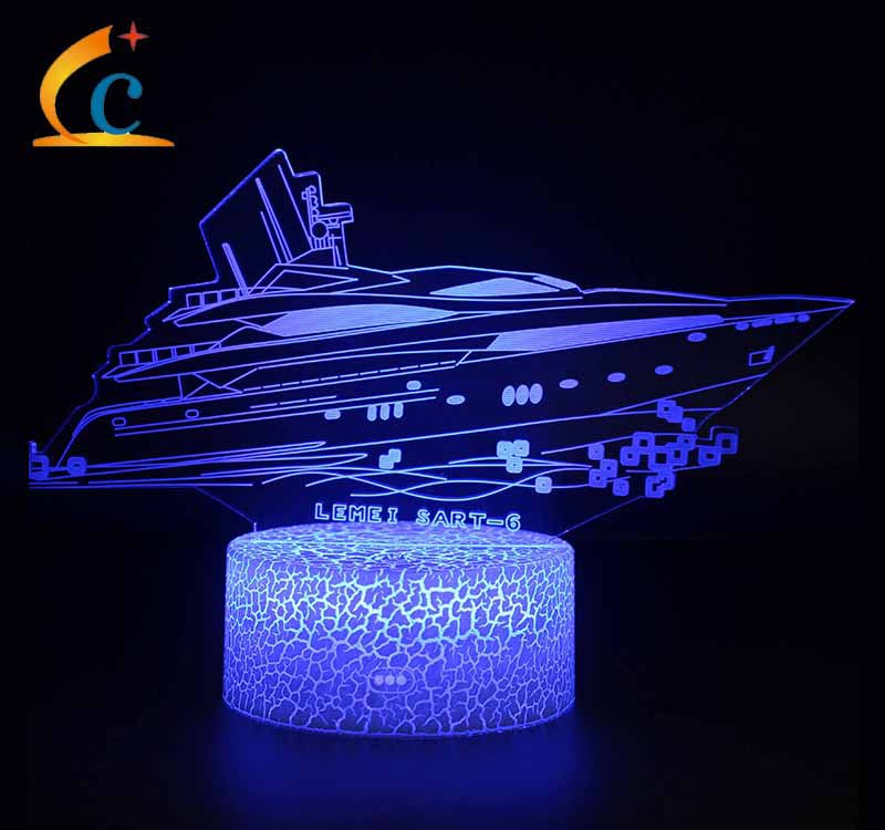 跨境电商　帆船系列3D小夜灯　七彩触摸遥控台灯　USB创意礼品灯