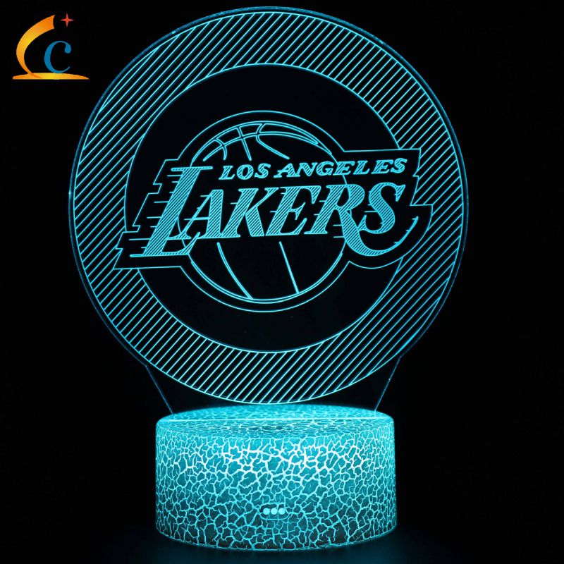 跨境热销NBA篮球队标系列3d小夜灯新奇遥控七彩led触摸台灯礼品灯