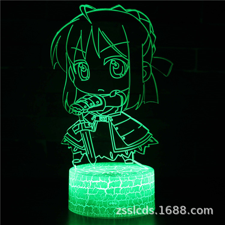 跨境专配二次元系列动漫Fate柯南3D小夜灯七彩触摸台灯创意礼品灯