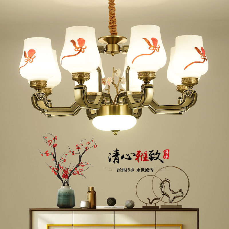 新中式吊灯客厅灯具中国风餐厅吊灯简约现代大气别墅复式楼大吊灯
