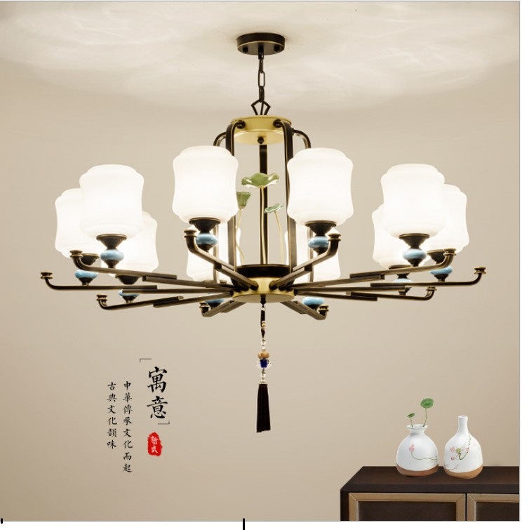 新中式吊灯客厅灯具中国风仿古大气别墅会所酒店大厅餐厅书房灯