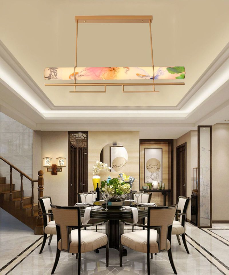 珐琅彩现代简约中式餐厅吊灯创意艺术禅意书房茶室新中式餐厅灯