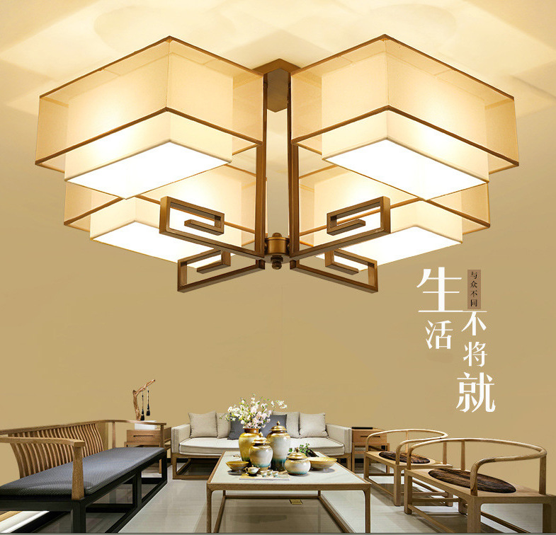 新中式吸顶灯方形客厅灯具中国风LED复古书房卧室简约现代灯批发