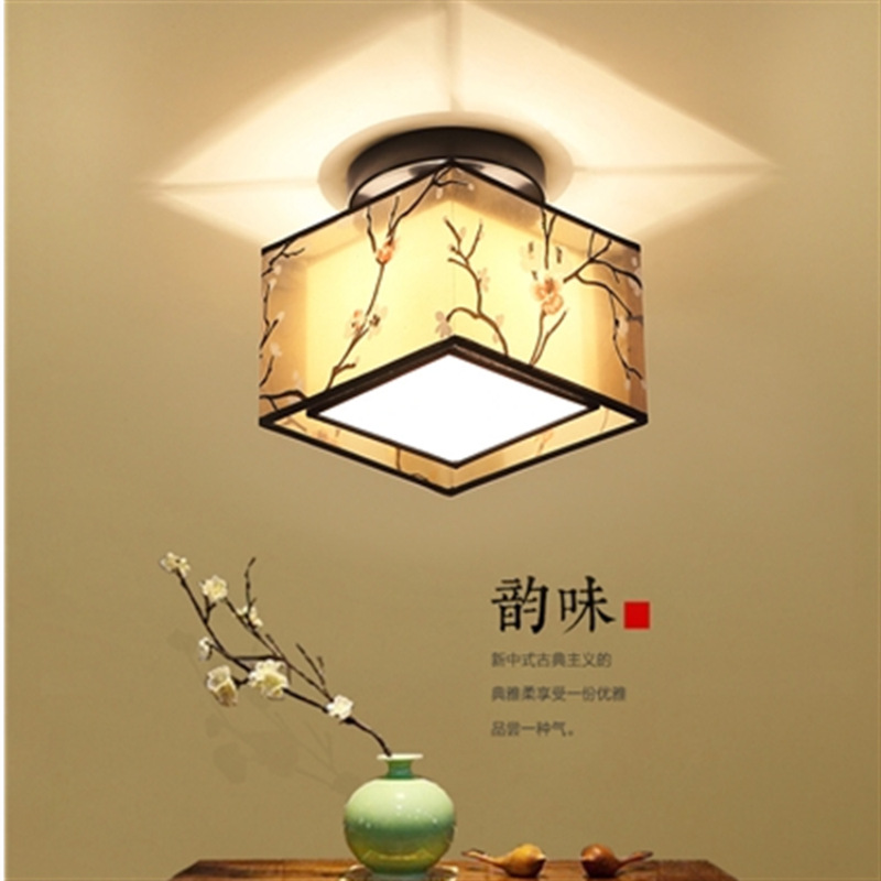 新中式吸顶灯LED过道灯方形走廊玄关灯仿古卧室吸顶灯门厅小灯具