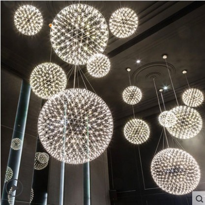 后现代简约LED餐厅创意个性时尚艺术球形北欧烟花客厅火花球吊灯