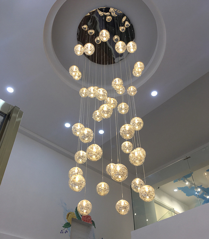 楼梯吊灯现代简约餐厅艺术客厅创意个性别墅复式旋转楼梯灯长吊灯
