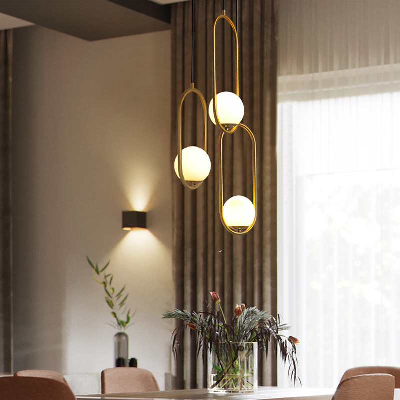 北欧床头小吊灯后现代个性创意咖啡厅吧台椭圆形餐厅玻璃圆球吊灯
