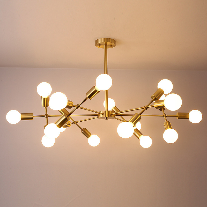 北欧灯具创意个性分子灯创意卧室餐厅后现代灯具仿铜客厅吊灯