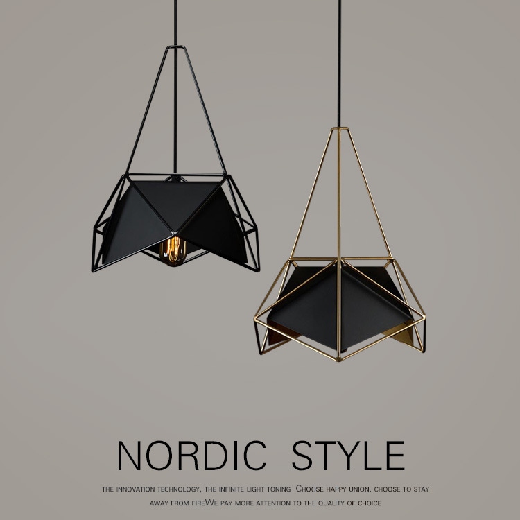 北欧创意吊灯新款几何吊灯个性简约多面创意吊灯艺术餐厅吊灯