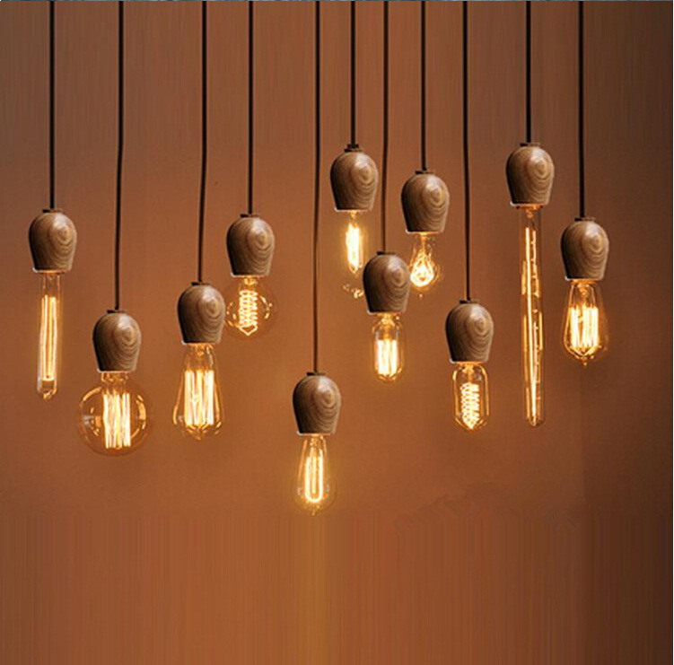 北欧木头实木圆球创意个性客厅餐厅木艺木质简约灯饰编织线吊灯