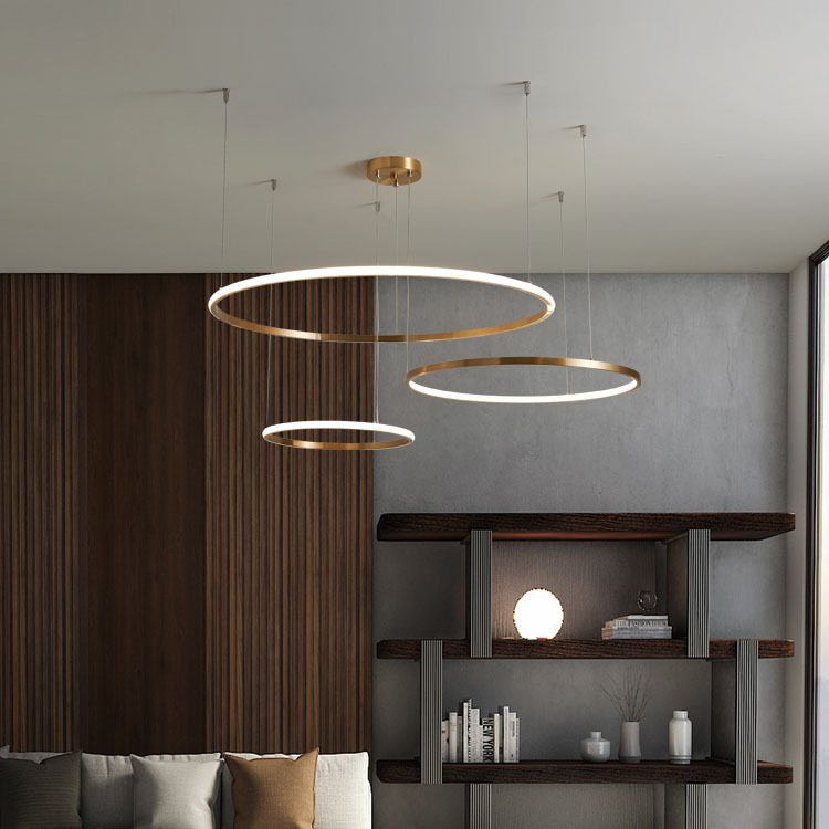 吊灯客厅灯具全铜现代简约圆圈环形港式北欧LED餐厅灯2020年新款